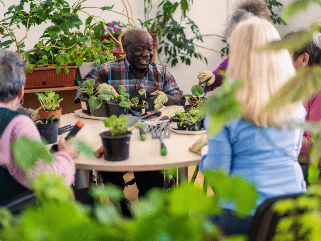 Care Home Residents Doing Gardening